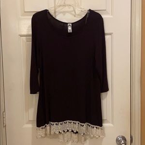 Brown Tunic top with Lace bottom